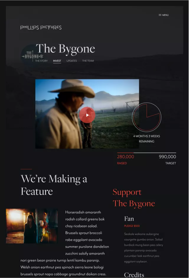 A film studio's website